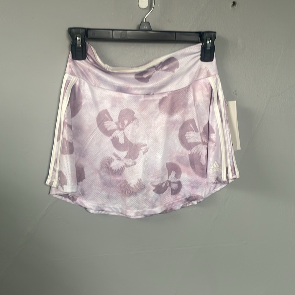 NWT Adidas Girl’s Large Regular Fit 3 Stripes Floral Flounce Skort tennis prep